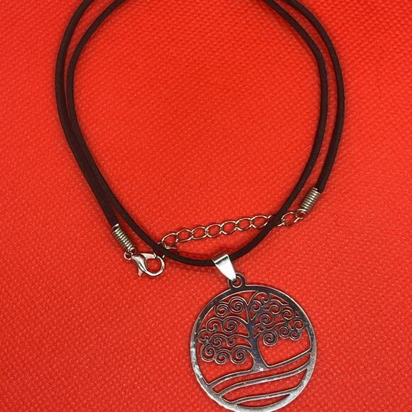 Leather Chorded Stainless Steel Tree of Life - Picture 1 of 2